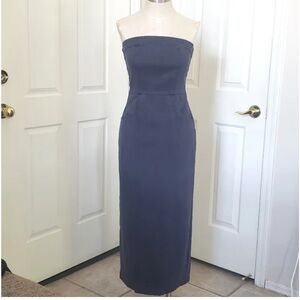 New YOUNG FABULOUS & BROKE Taylor Tube Dress Strapless Maxi Dark Blue